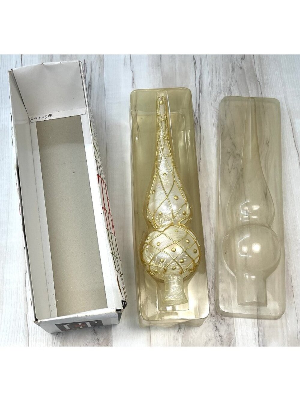 VTG Linens N Things LNT 16" Opalescent Handblown Glass TREE TOPPER H070645 EUC